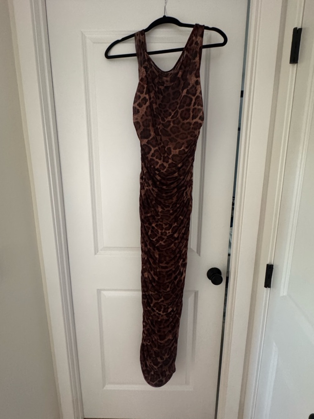 AFRM One-Shoulder Leopard-Print Maxi Dress - Brown/Black - Picture 2 of 2
